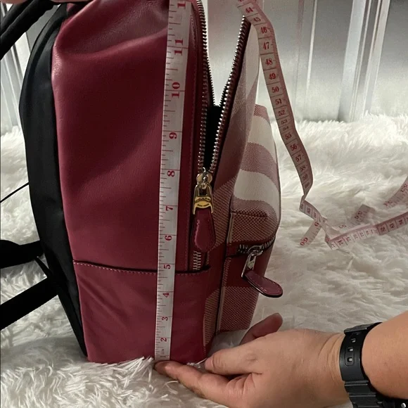 Coach Red and Cream Checkered Backpack - Picture 6 of 8